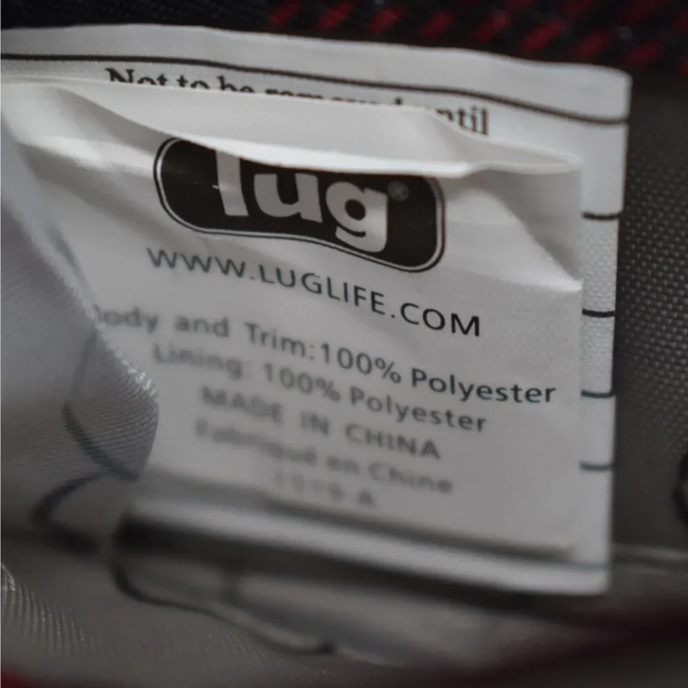 Lug Splits RFID Double Zip Wallet Black Red Quilted Buffalo Plaid Card Holder